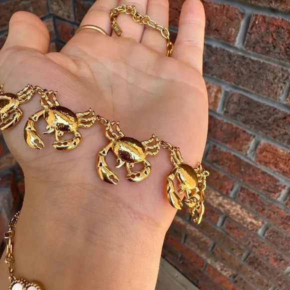 Anthropologie 18K Gold Plated Stainless Steel Waterproof Gold Crab Bracelet - Picture 6 of 6